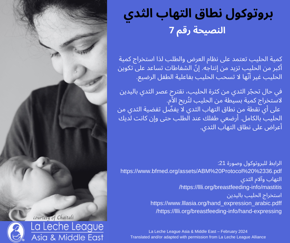 Arabic - ABM Mastitis Spectrum Protocol Tips - La Leche League Asia ...